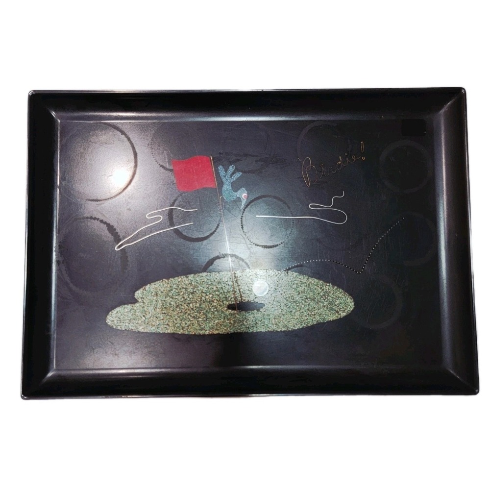 MCM COUROC Golf "Birdie" Tray 15x10 Black w/ Inlay Monterey CA Mid Century